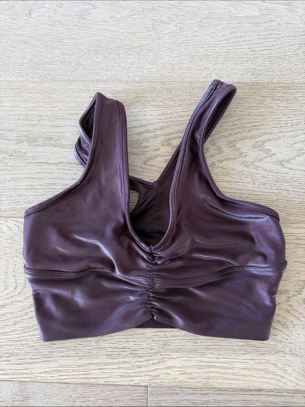 ALO Yoga Plum Ruched Scoop-Back Bodysuit